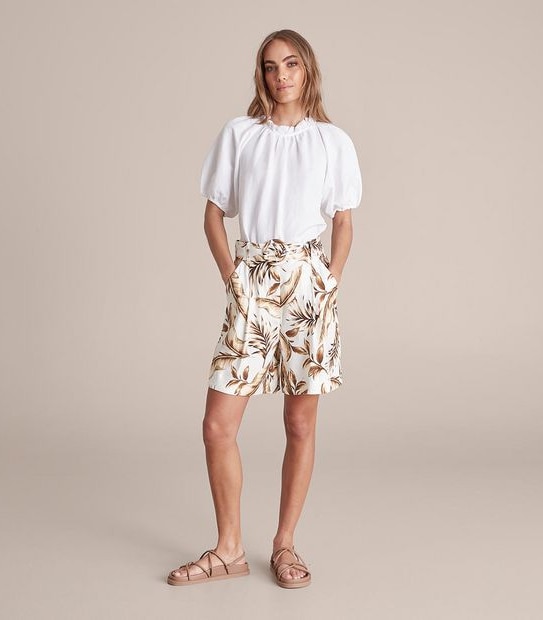 Preview Linen Blend High Waisted Belted Shorts
