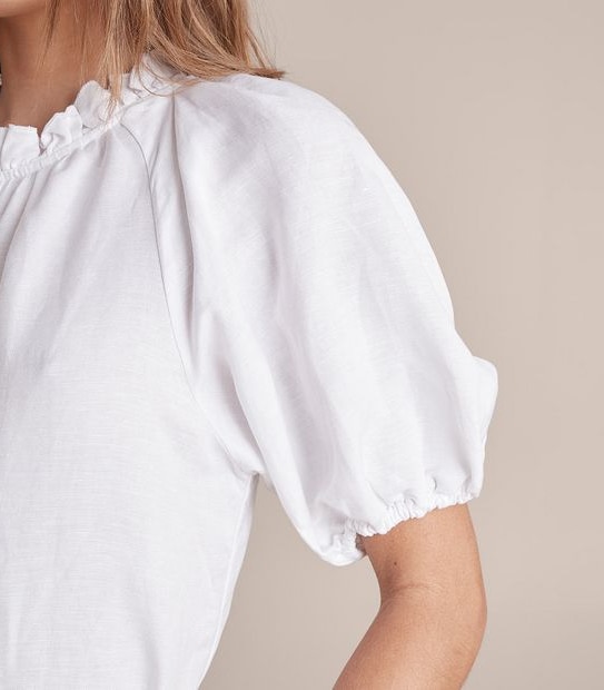 Preview Linen Blend Frill Neck Blouse