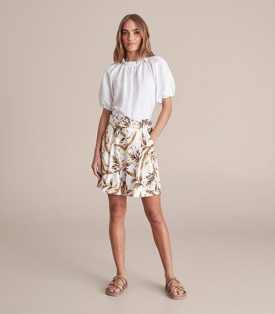 Preview Linen Blend Frill Neck Blouse