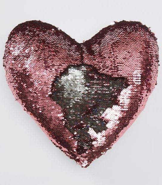 Sequin Heart Bedroom Cushion