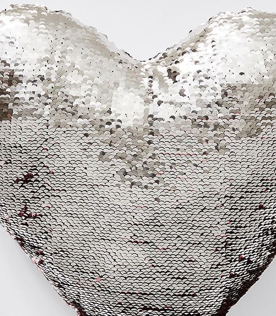 Sequin Heart Bedroom Cushion