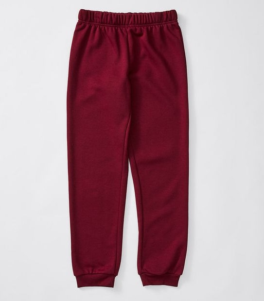 Fleece Cuffed School Trackpants - Burgundy