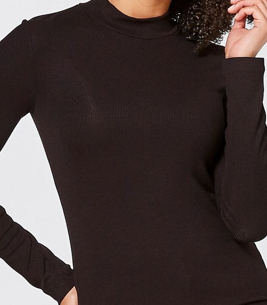 Mock Neck Rib Skivvy - Black