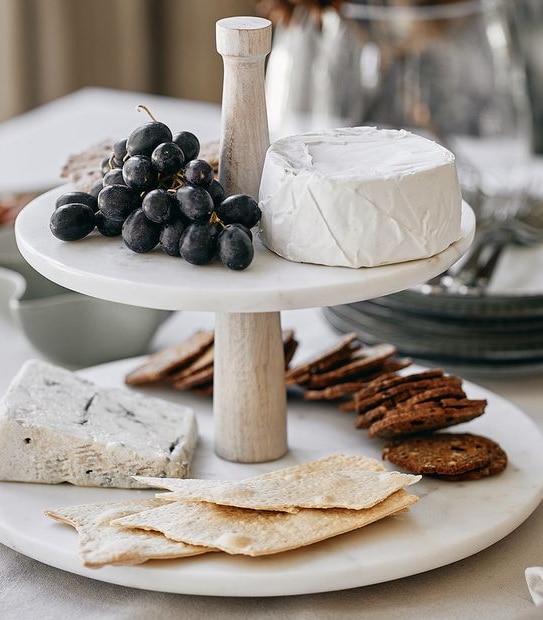 Marble & Wood 2 Tier Cake Stand