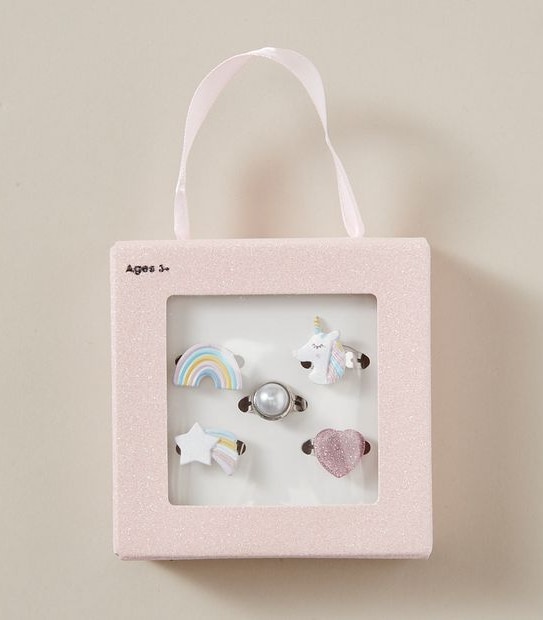 5 Pack Glitter Gift Box Rings