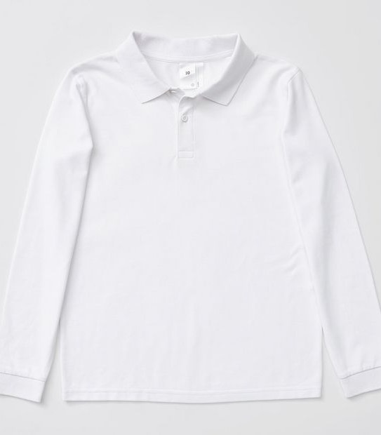 Long Sleeve School Polo Top - White