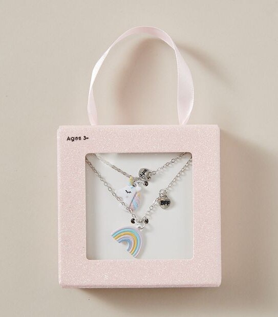 2 Pack BFF Glitter Gift Box Necklaces