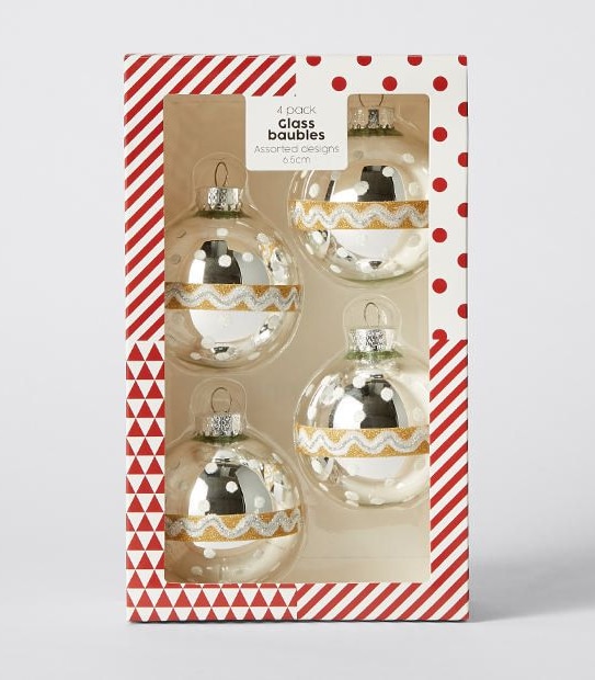 Heritage 4 Piece Glass Baubles