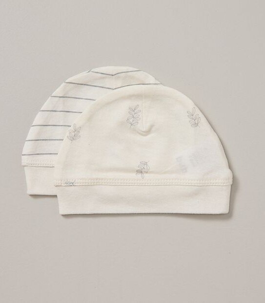 2 Pack bub. Organic Cotton Newborn Beanies