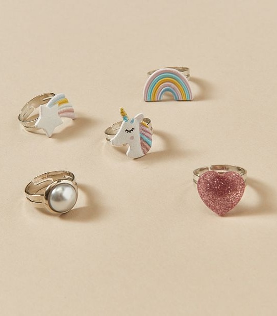 5 Pack Glitter Gift Box Rings