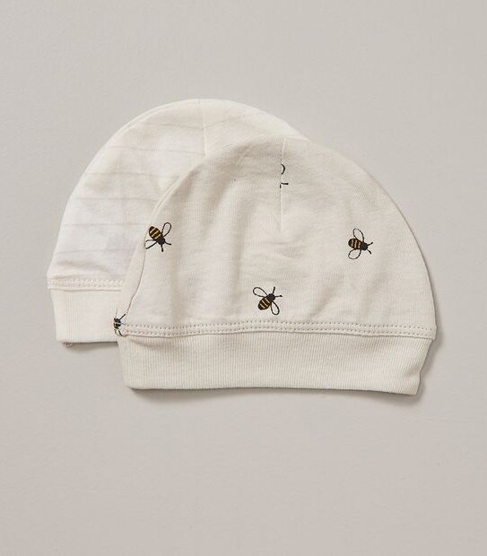 2 Pack bub. Organic Cotton Newborn Beanies