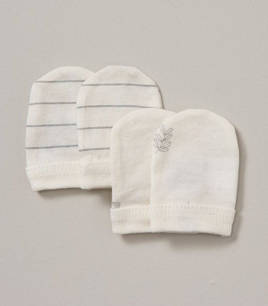 2 Pack bub. Organic Cotton Newborn Mittens