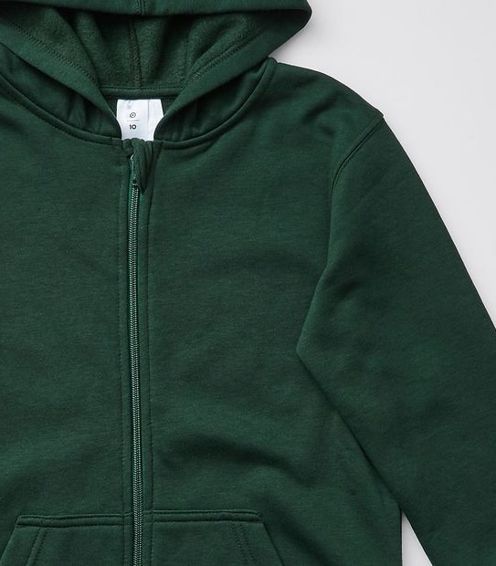 Zip Through Fleece Hoodie - Bottle Green