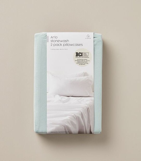 Arlo Stonewash 2 Pack Pillowcases
