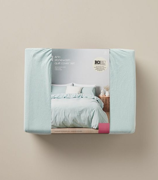 Arlo Stonewash Quilt Cover Set - Queen Bed