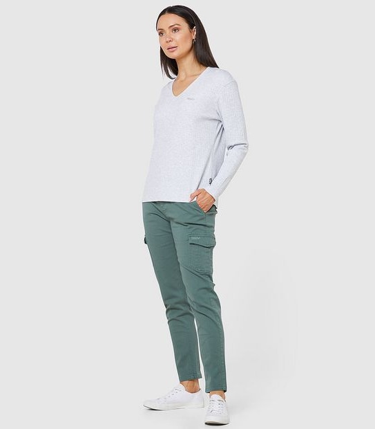 Mossimo Empire Ribbed Long Sleeve T-Shirt - Grey