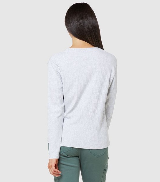 Mossimo Empire Ribbed Long Sleeve T-Shirt - Grey