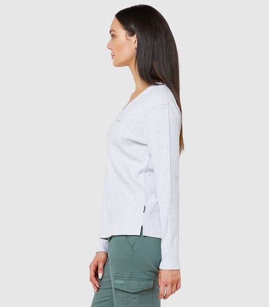 Mossimo Empire Ribbed Long Sleeve T-Shirt - Grey