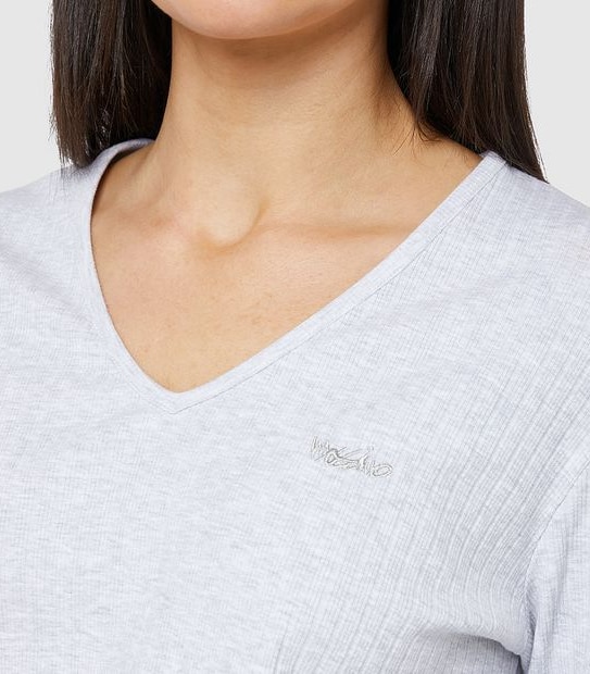 Mossimo Empire Ribbed Long Sleeve T-Shirt - Grey