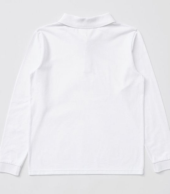 Long Sleeve School Polo Top - White