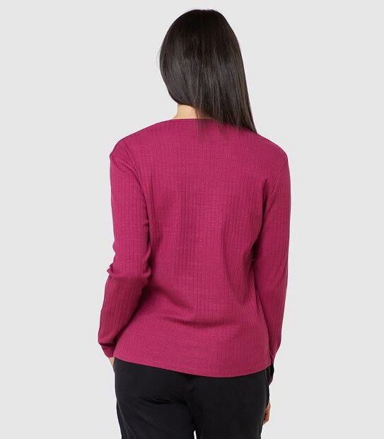 Mossimo Empire Ribbed Long Sleeve T-Shirt - Berry Red