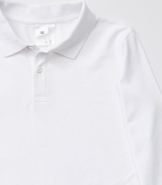 Long Sleeve School Polo Top - White