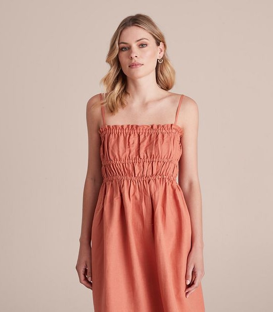Preview Shirred Midi Sundress