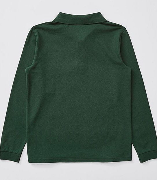 Long Sleeve School Polo Top - Green
