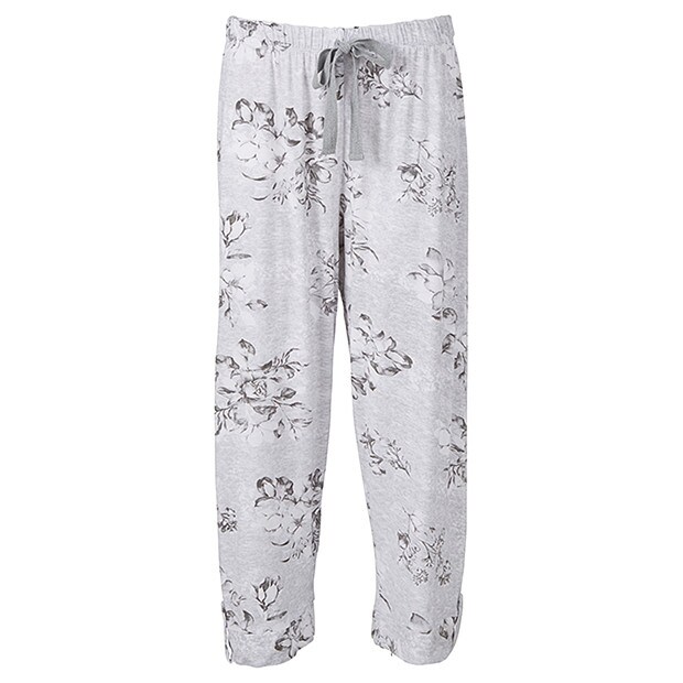 Floral 3/4 Sleep Pants - Grey Floral 3/4 Sleep Pants - Grey