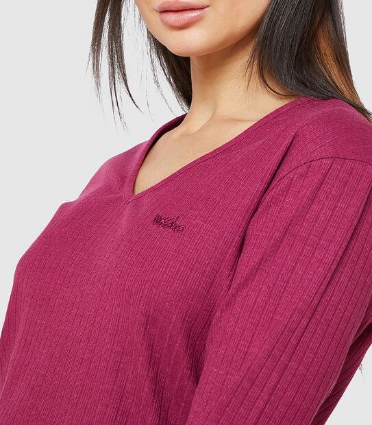 Mossimo Empire Ribbed Long Sleeve T-Shirt - Berry Red