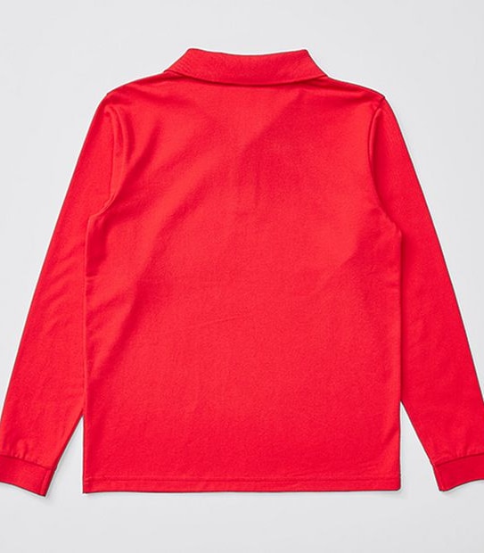 Long Sleeve School Polo Top - Red