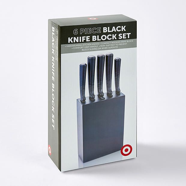 6 Piece Black Knife Block Set Target Australia