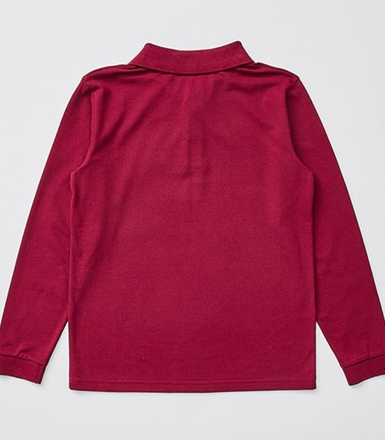 Long Sleeve School Polo Top - Burgundy