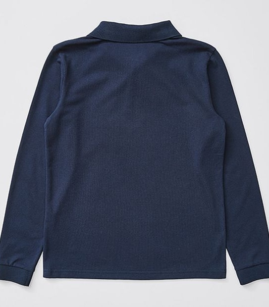 Long Sleeve School Polo Top - Navy Blue