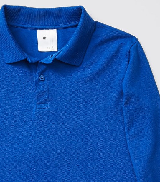Long Sleeve School Polo Top - Royal Blue