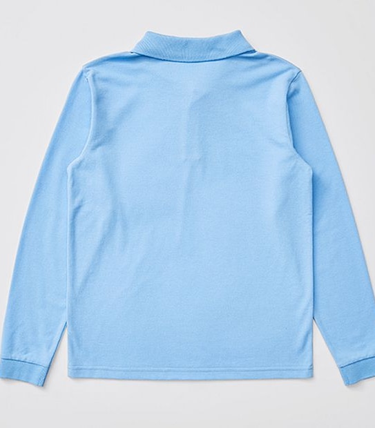 Long Sleeve School Polo Top - Sky Blue