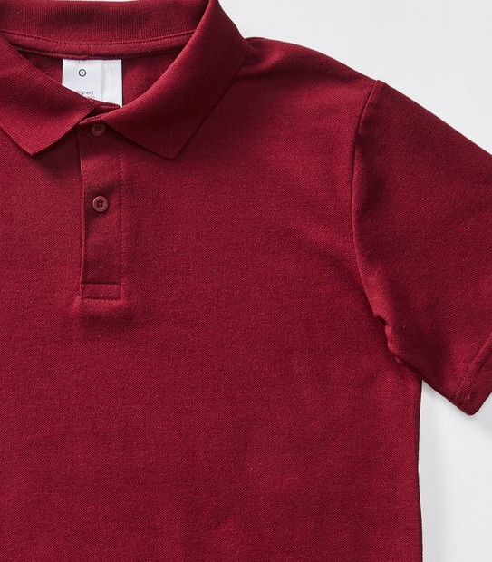 Short Sleeve School Polo Top - Burgundy