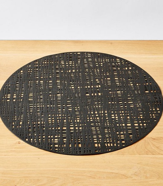 Black Cross Hatch Round Placemat