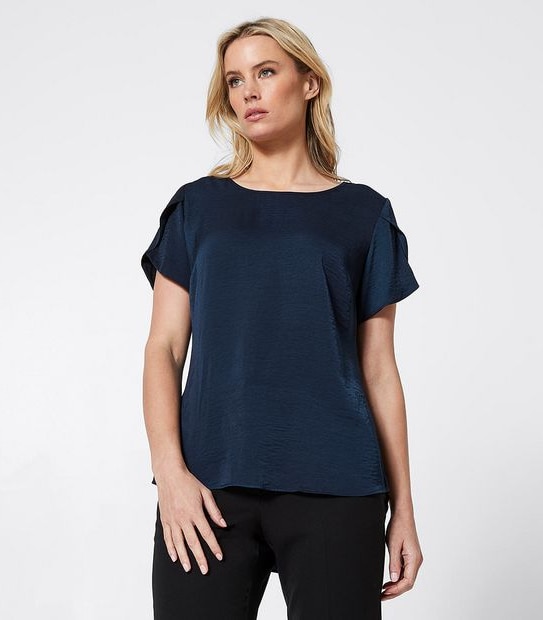 Preview Satin Evie Blouse - Ink Blue
