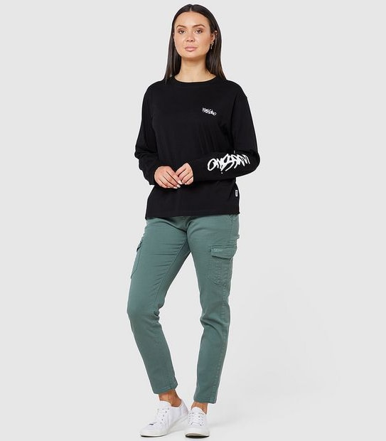 Mossimo Core Script Long Sleeve T-Shirt - Black