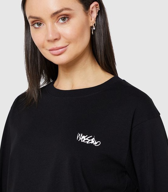 Mossimo Core Script Long Sleeve T-Shirt - Black