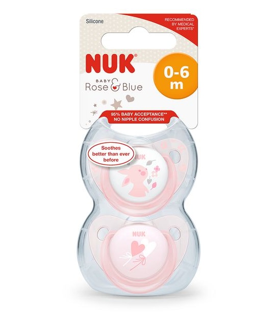 NUK Rose Silicone Soother Duo Pack - 0-6 months