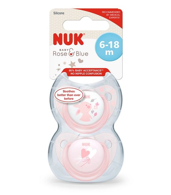 NUK Silicone Baby Rose Soother 6-18 months