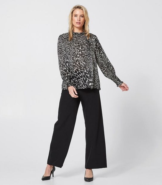 Preview Self Stripe Burnout Shell Blouse - Leopard Print