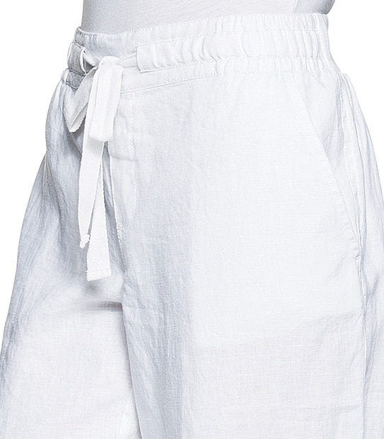 Full Length Wide-Legged Linen Pants - White