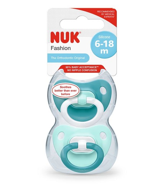 NUK Duo Pack Silicone Fashion Soother 6-18mths