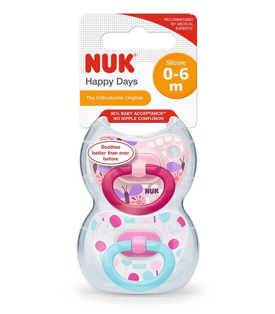 NUK Duo pack Happy Days Silicone Soother 0-6mths