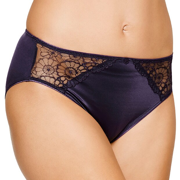 Embroidered High Cut Briefs - Purple Velvet Embroidered High Cut Briefs - Purple Velvet