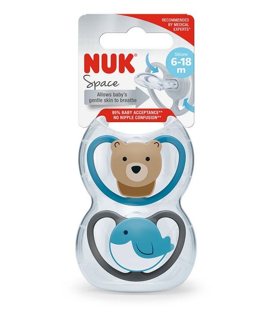 NUK 2 Pack Space Soother 6-18m