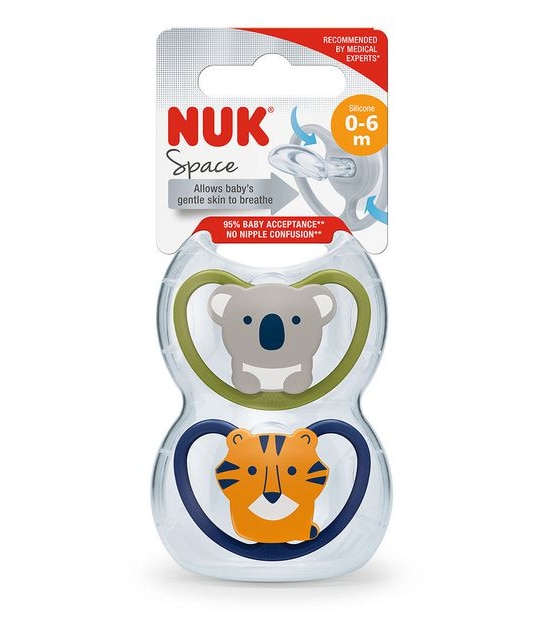 NUK 2 Pack Space Soother 0-6m